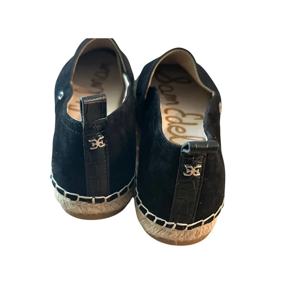 Sam Edelman Black Suede Espadrille Flats Slip On Loafers Size 8.5